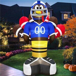 8 Ft Giant Football Turkey Inflatables Thanksgiving Decor with Built-in LED
